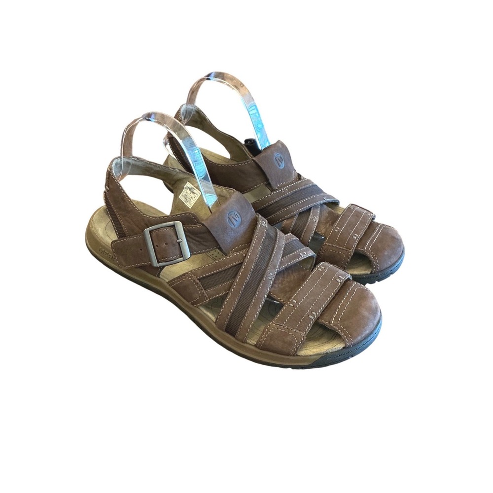 Merrell‎ Espresso Mens Brown Leather Comfort Sandals J82213 Size 11 Adjustable
